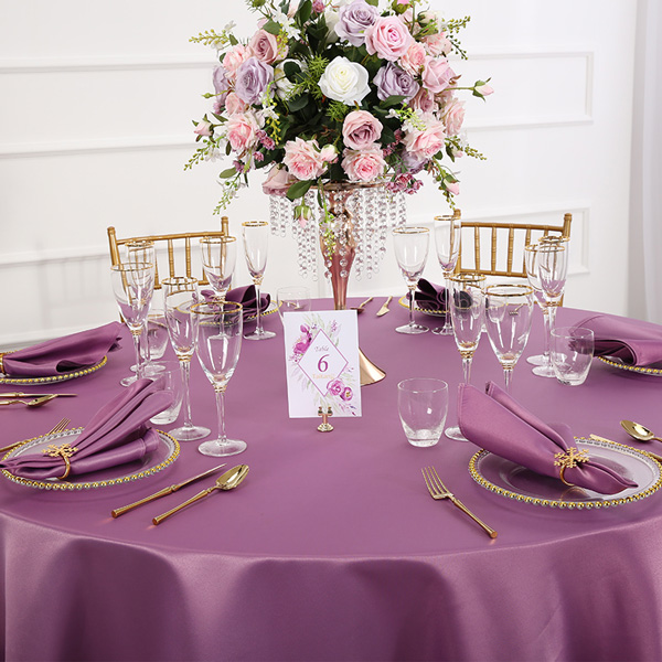 浪漫紫色双面缎桌布