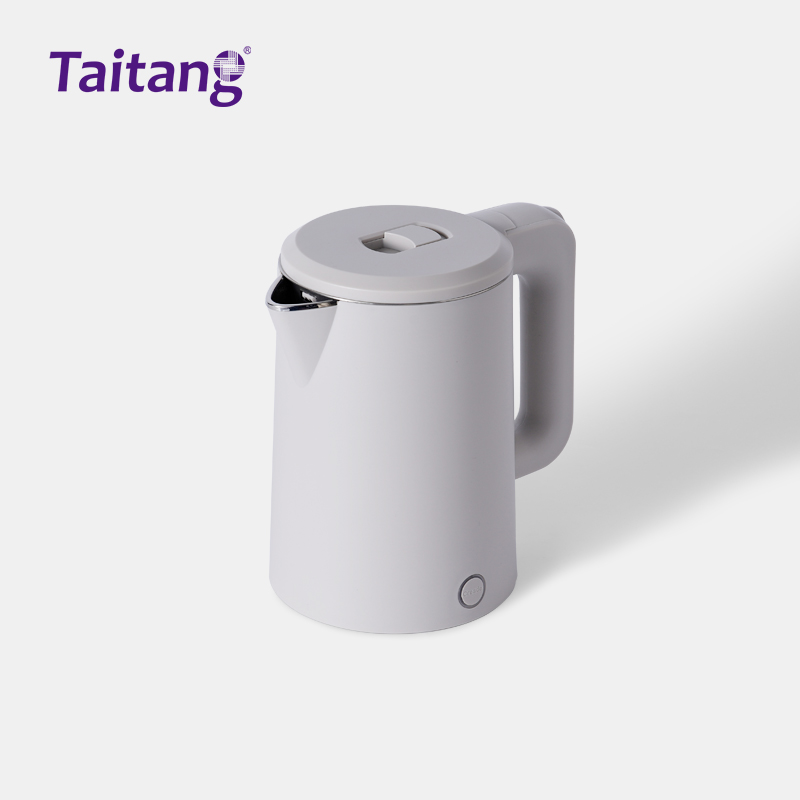 卡其色双层防烫酒店电热水壶