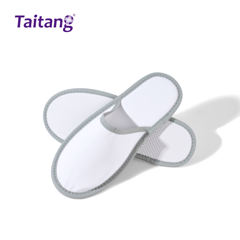 白色环保皮革酒店拖鞋一次性